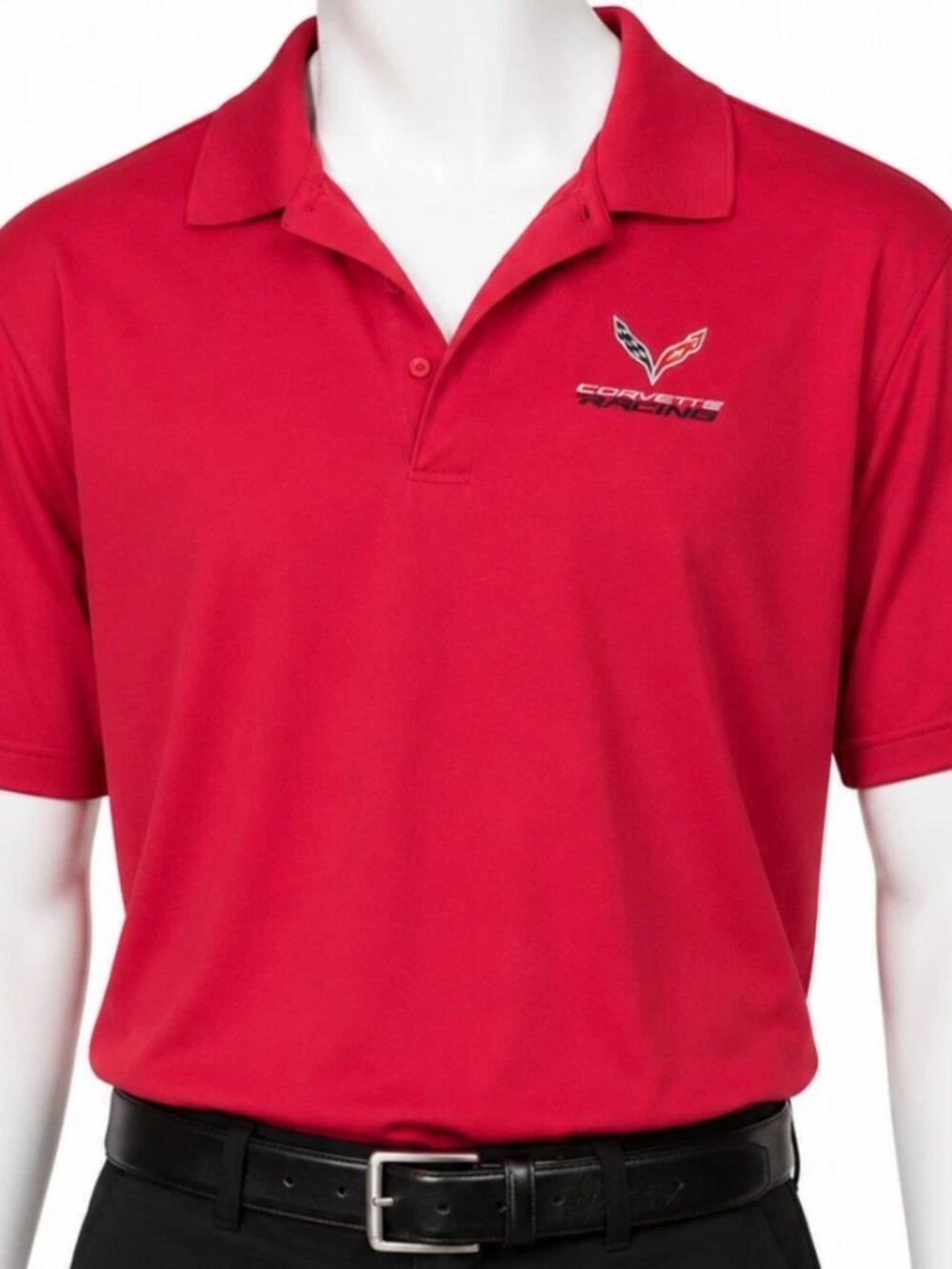 Men's XL Polo Shirt Red Corvette Racing C8 C7R Polyester